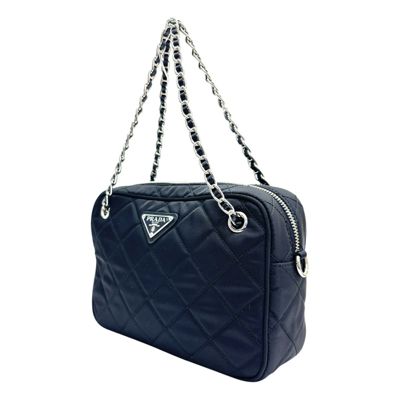 黑色 絎縫 尼龍 Tessuto Impuntu 兩用包 【PRADA 普拉達】 1BH910-1