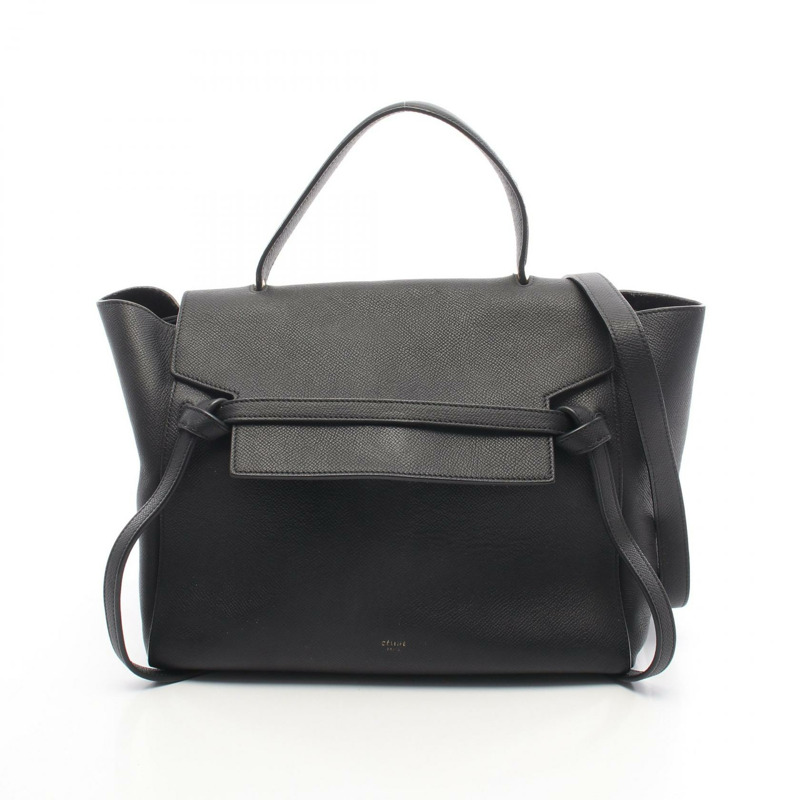 CELINE BELT MINI 單肩手提包 176103 黑色真皮二手女款-0