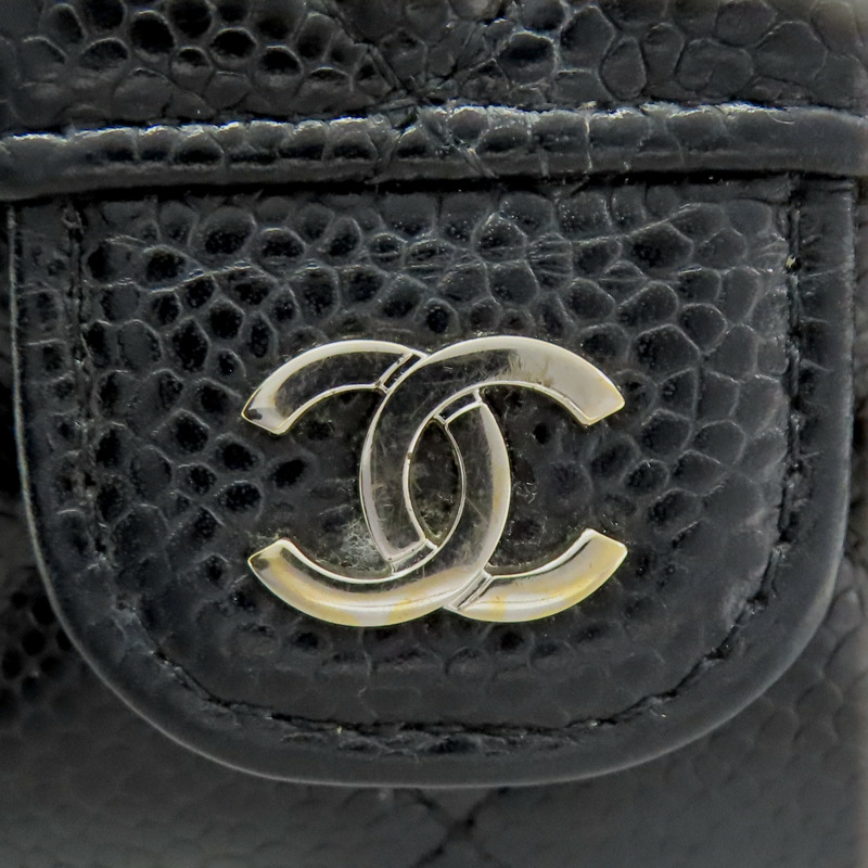 黑色 荔枝紋牛皮 扣式長夾 金扣【CHANEL 香奈兒】 AP0241-6