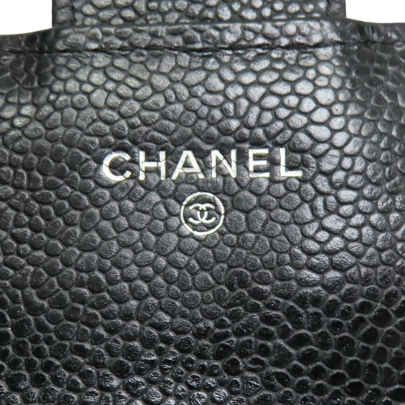 黑色 荔枝紋牛皮 扣式長夾 金扣【CHANEL 香奈兒】 AP0241-7