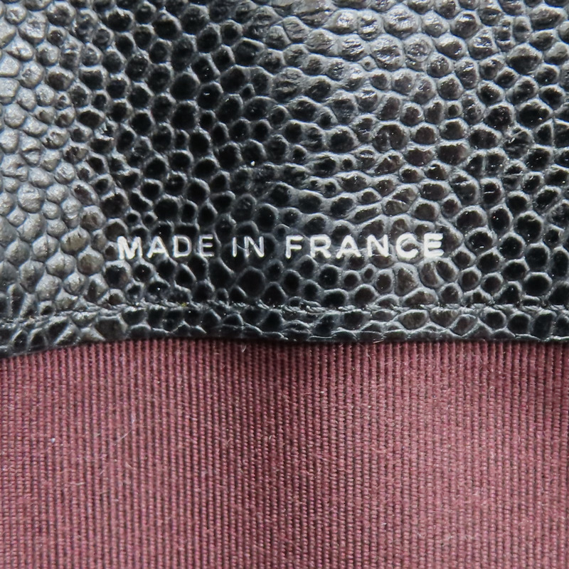 黑色 荔枝紋牛皮 扣式長夾 金扣【CHANEL 香奈兒】 AP0241-8