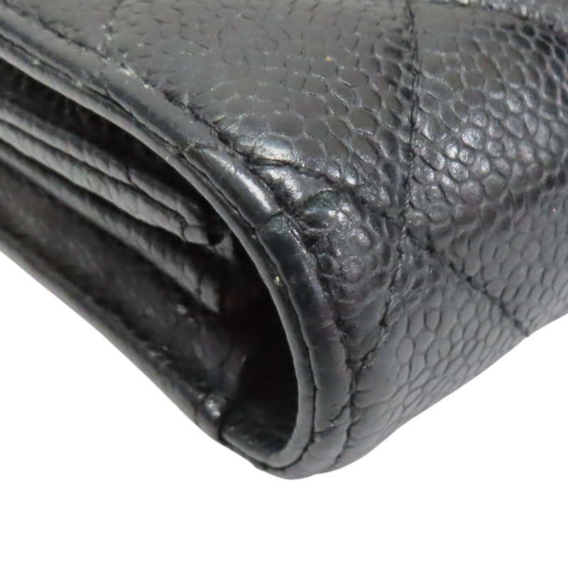 黑色 荔枝紋牛皮 扣式長夾 金扣【CHANEL 香奈兒】 AP0241-13