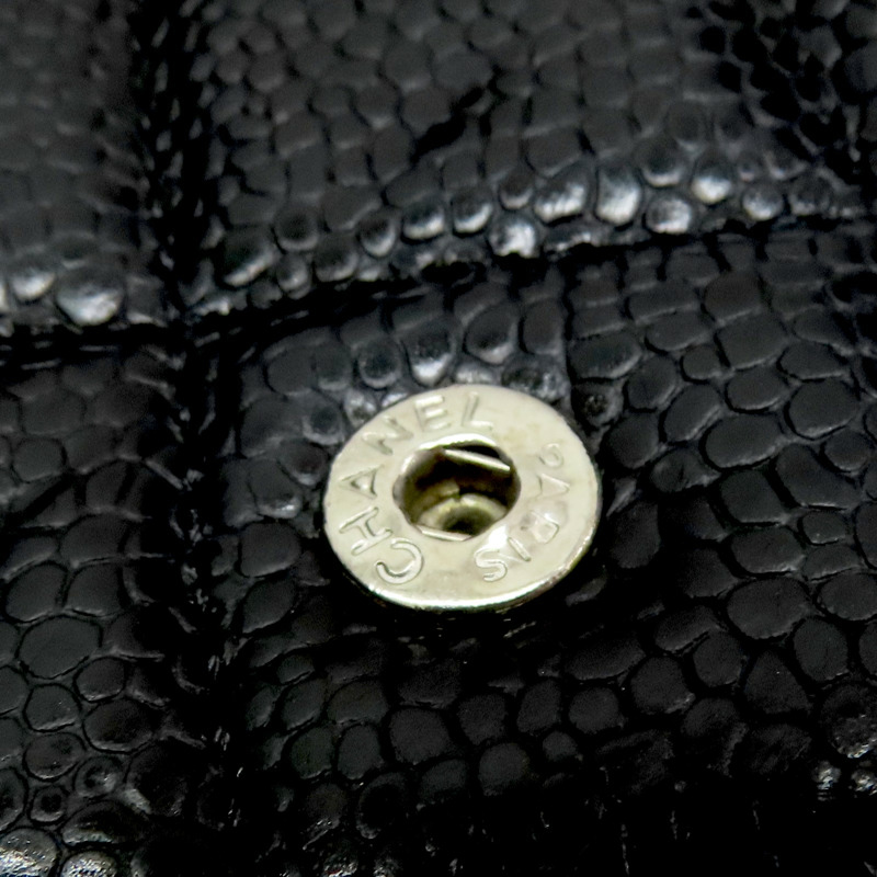 黑色 荔枝紋牛皮 扣式長夾 金扣【CHANEL 香奈兒】 AP0241-15