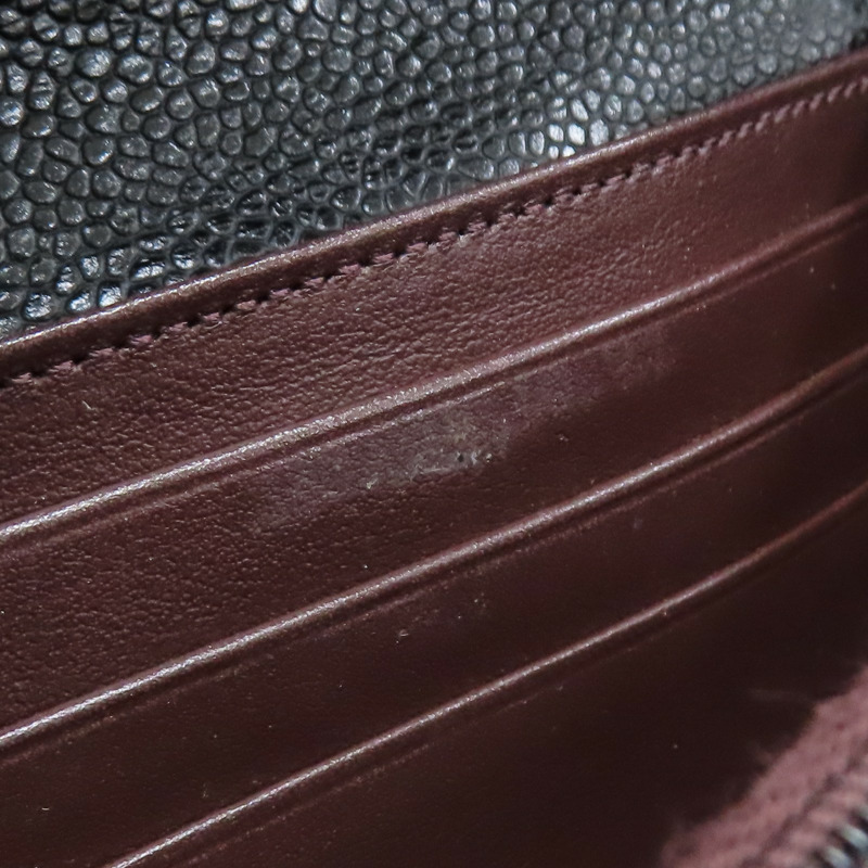 黑色 荔枝紋牛皮 扣式長夾 金扣【CHANEL 香奈兒】 AP0241-18