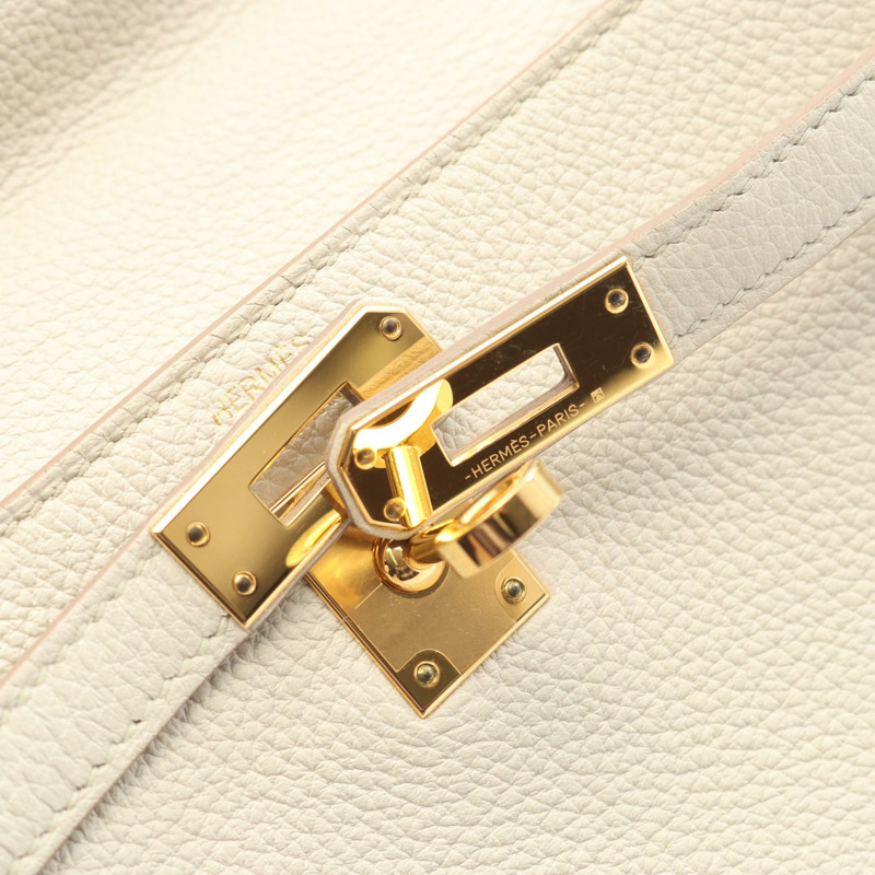 愛馬仕 Kelly 25 肩背包,Togo 皮革,白色,金色五金,二手,女士-8