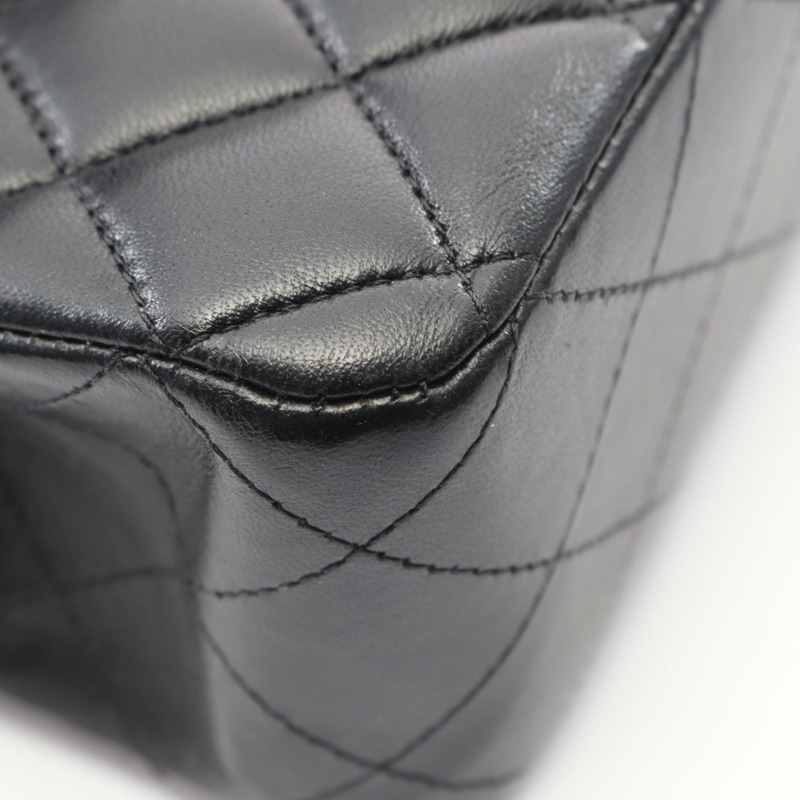 香奈兒 (CHANEL) Matelasse 雙蓋鏈條肩背包 A01112 羊皮黑色金色五金二手-7