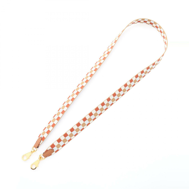 愛馬仕 Bandouliere Maxi Quadrille 肩帶皮革帆布金色五金二手 U-1