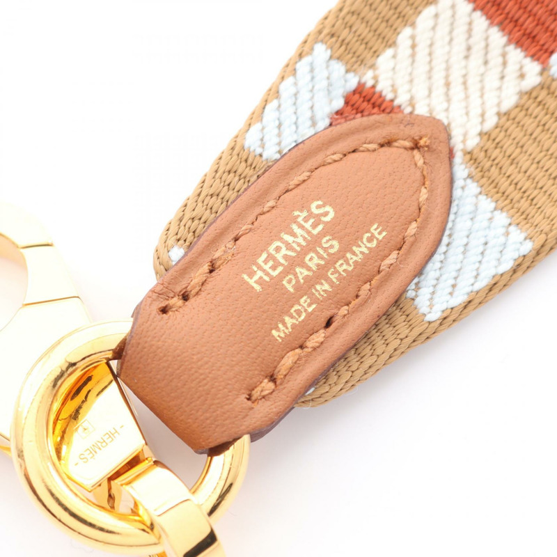 愛馬仕 Bandouliere Maxi Quadrille 肩帶皮革帆布金色五金二手 U-3