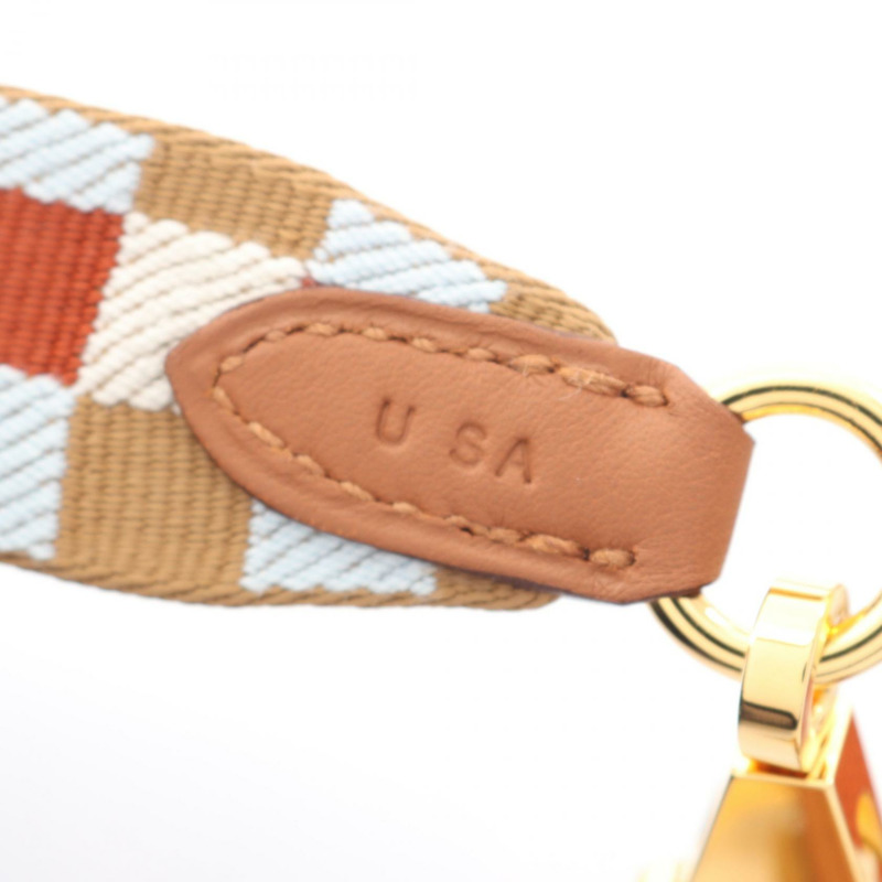 愛馬仕 Bandouliere Maxi Quadrille 肩帶皮革帆布金色五金二手 U-4