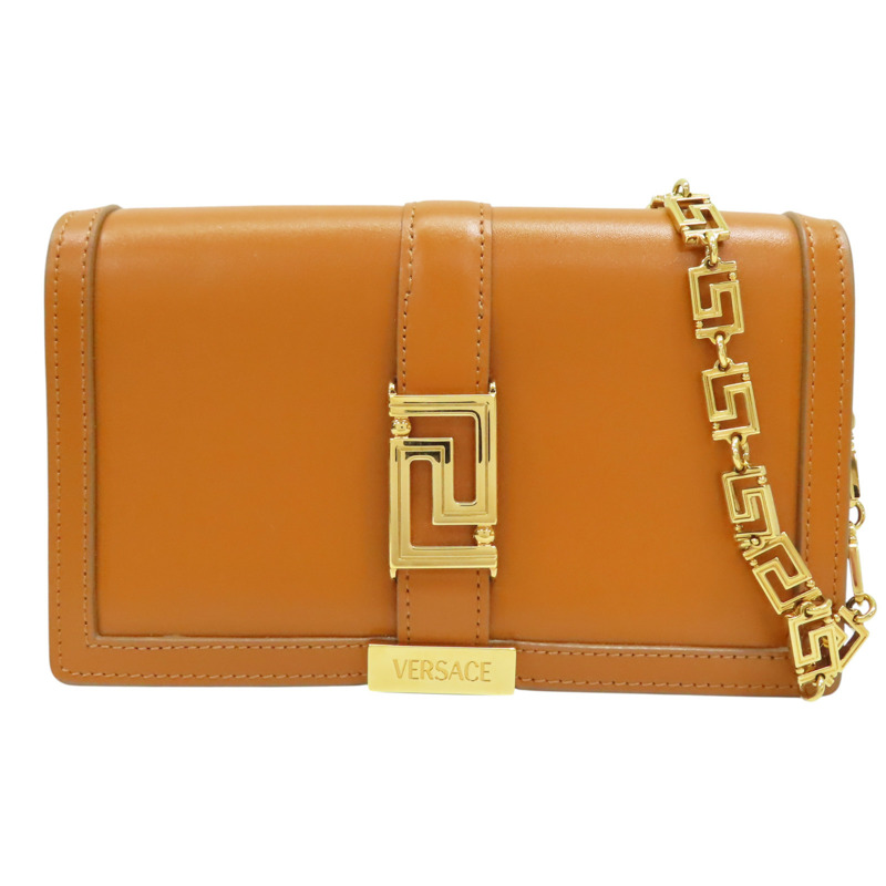 棕色 牛皮 Greca Goddess 肩背包【VERSACE 凡賽斯】 1007220-0