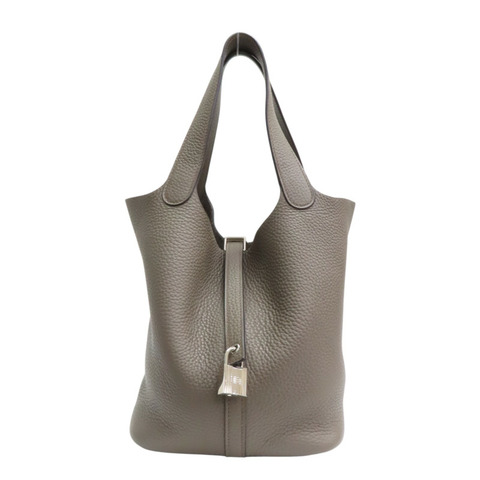 錫器灰色 Taurillon牛皮 Picotin Lock 22 手提包 X刻 銀扣【HERMES 愛馬仕】