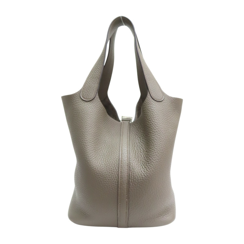 錫器灰色 Taurillon牛皮 Picotin Lock 22 手提包 X刻 銀扣【HERMES 愛馬仕】-1