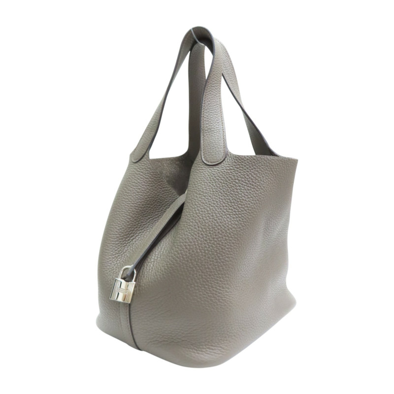 錫器灰色 Taurillon牛皮 Picotin Lock 22 手提包 X刻 銀扣【HERMES 愛馬仕】-2