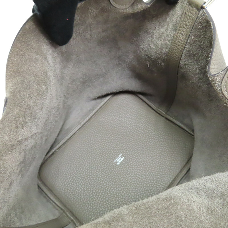 錫器灰色 Taurillon牛皮 Picotin Lock 22 手提包 X刻 銀扣【HERMES 愛馬仕】-4