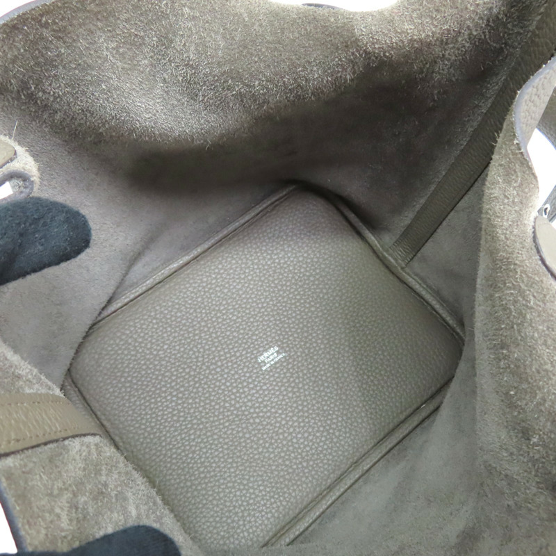 錫器灰色 Taurillon牛皮 Picotin Lock 22 手提包 X刻 銀扣【HERMES 愛馬仕】-5