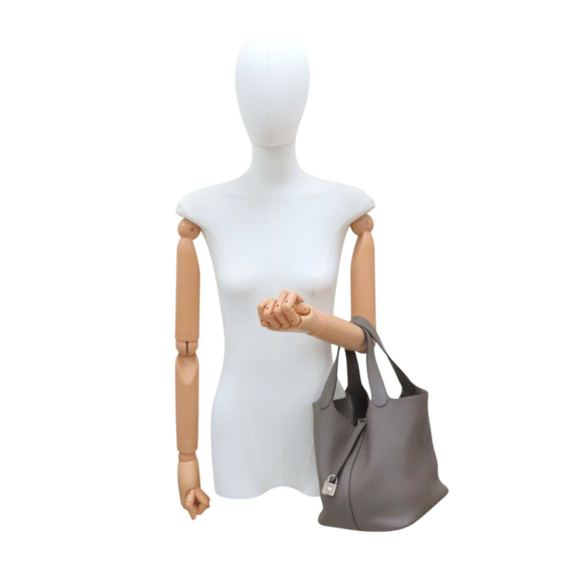 錫器灰色 Taurillon牛皮 Picotin Lock 22 手提包 X刻 銀扣【HERMES 愛馬仕】-8