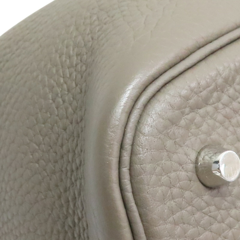 錫器灰色 Taurillon牛皮 Picotin Lock 22 手提包 X刻 銀扣【HERMES 愛馬仕】-9