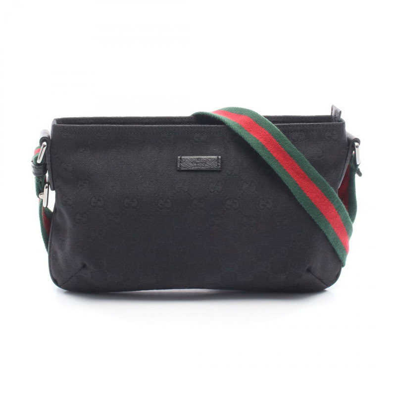 GUCCI Shelly系列 GG帆布單肩斜背包 189749 帆布皮革 BK 二手-0