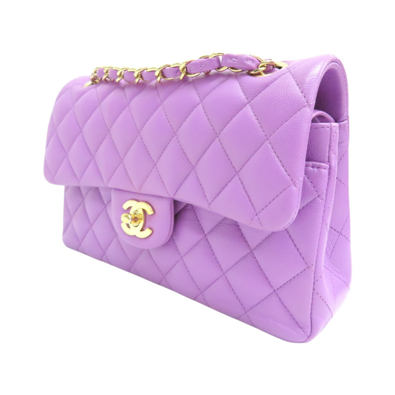 紫色 荔枝紋牛皮 COCO 23 鍊帶 肩背包 金扣【CHANEL 香奈兒】 A01113-2