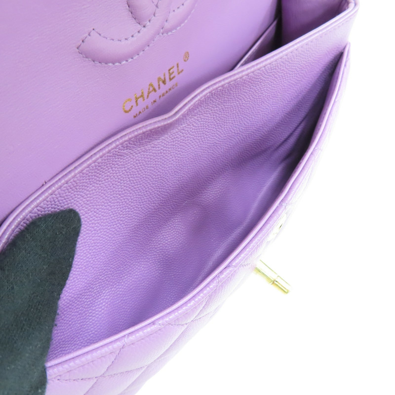 紫色 荔枝紋牛皮 COCO 23 鍊帶 肩背包 金扣【CHANEL 香奈兒】 A01113-7