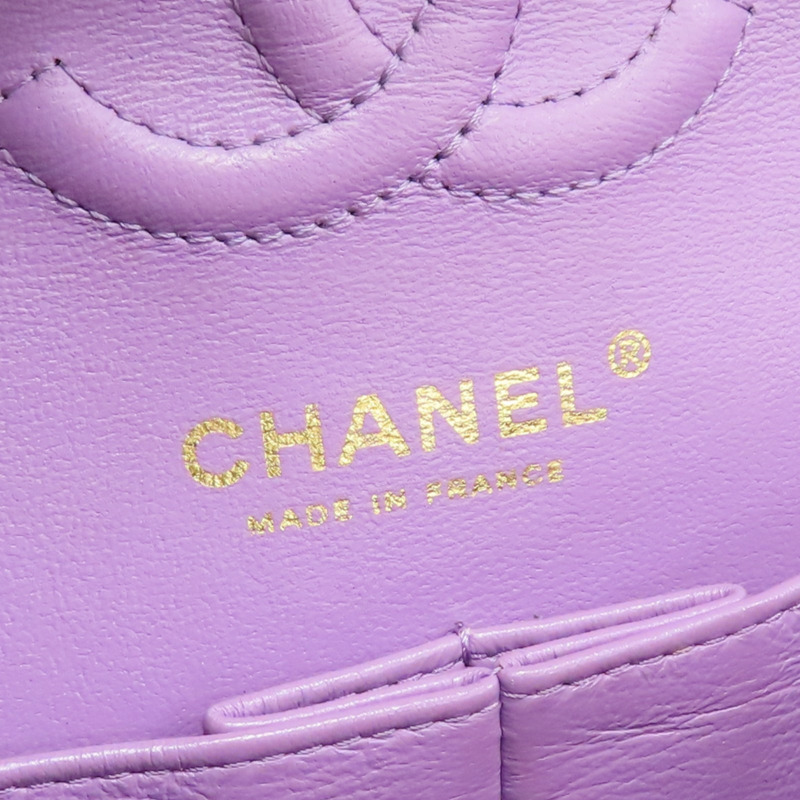 紫色 荔枝紋牛皮 COCO 23 鍊帶 肩背包 金扣【CHANEL 香奈兒】 A01113-8