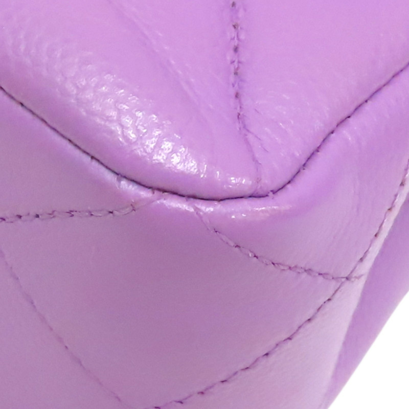 紫色 荔枝紋牛皮 COCO 23 鍊帶 肩背包 金扣【CHANEL 香奈兒】 A01113-12