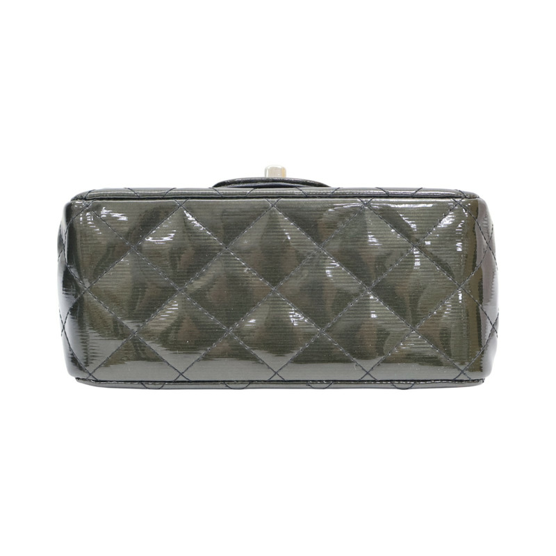 深綠色 菱格紋 漆皮 Mini Classic 肩背包 無卡【CHANEL 香奈兒】 A35200-3