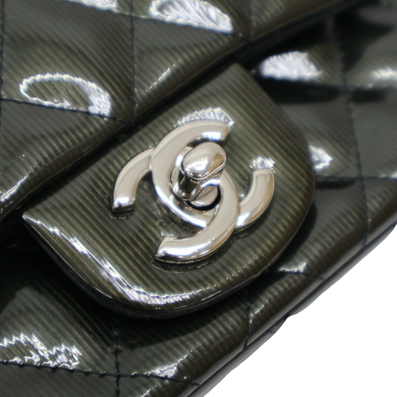 深綠色 菱格紋 漆皮 Mini Classic 肩背包 無卡【CHANEL 香奈兒】 A35200-16