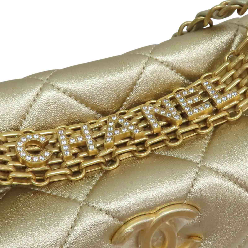 金色羊皮 Hobo 飯盒 鍊帶 兩用包 AS3242【CHANEL 香奈兒】 AS3242-15