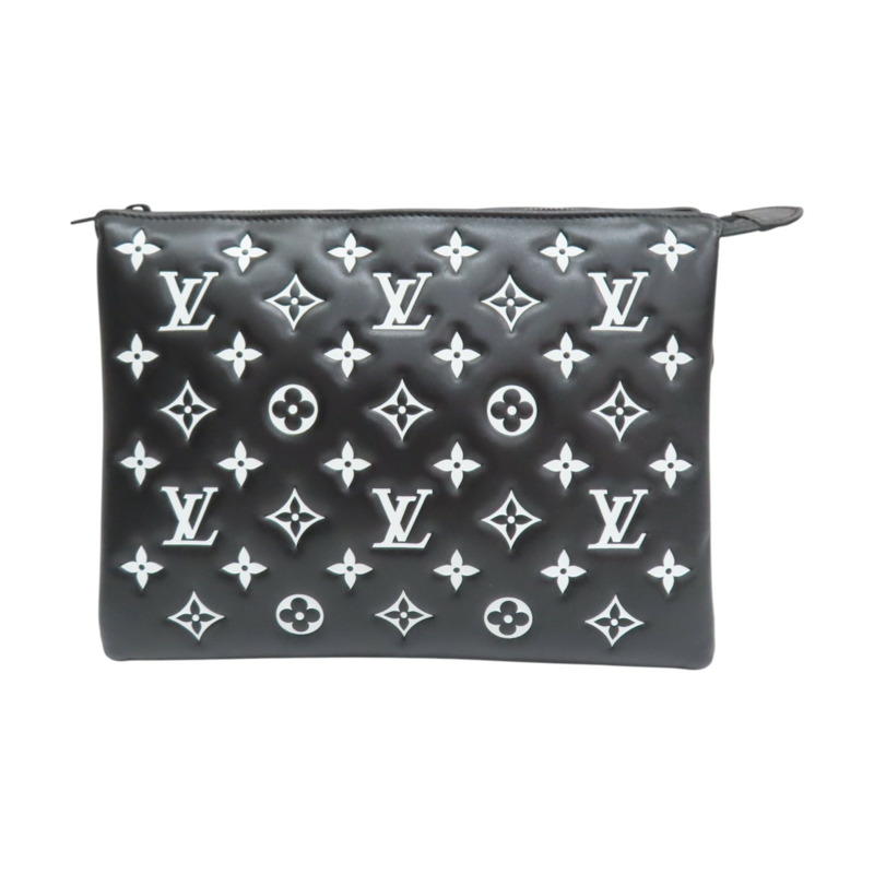 黑色 原花 羊革 Coussin PM 肩背包【LOUIS VUITTON LV 路易威登】 M59398-1