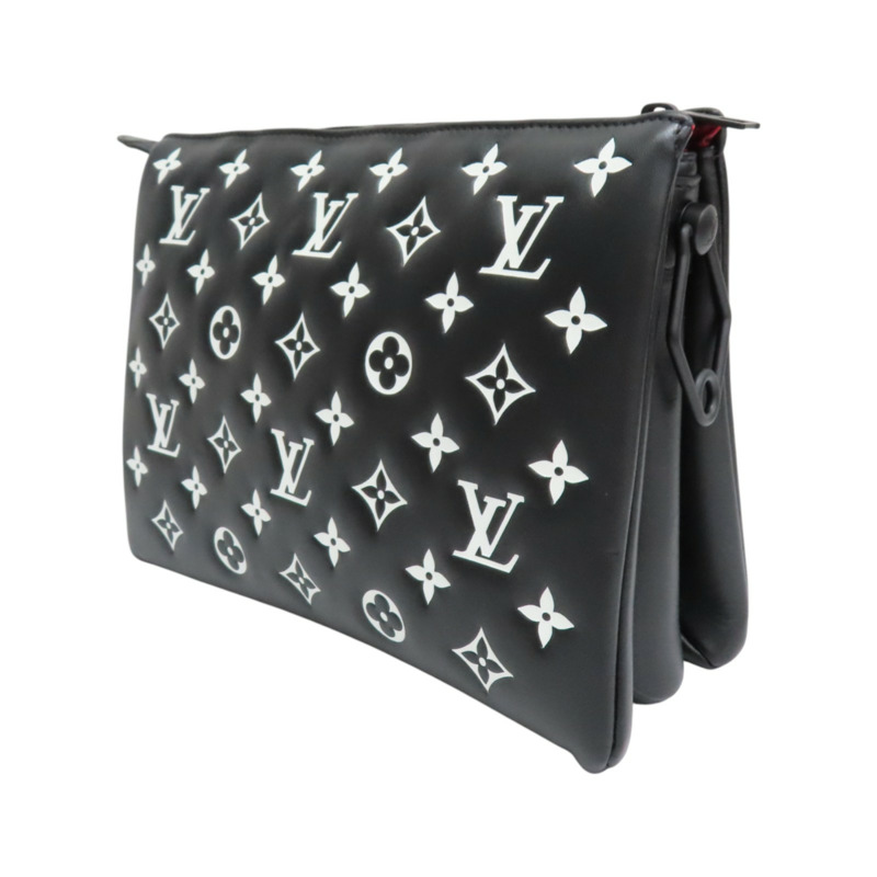 黑色 原花 羊革 Coussin PM 肩背包【LOUIS VUITTON LV 路易威登】 M59398-2