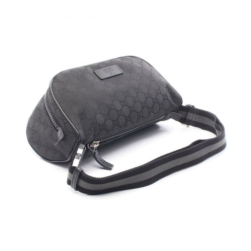 GUCCI GG圖案腰包/斜背包 449182 尼龍皮革 黑色 二手 男女通用-1