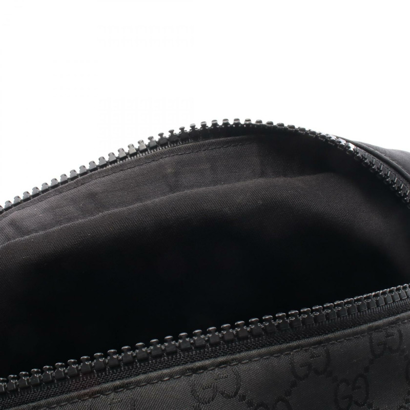 GUCCI GG圖案腰包/斜背包 449182 尼龍皮革 黑色 二手 男女通用-4