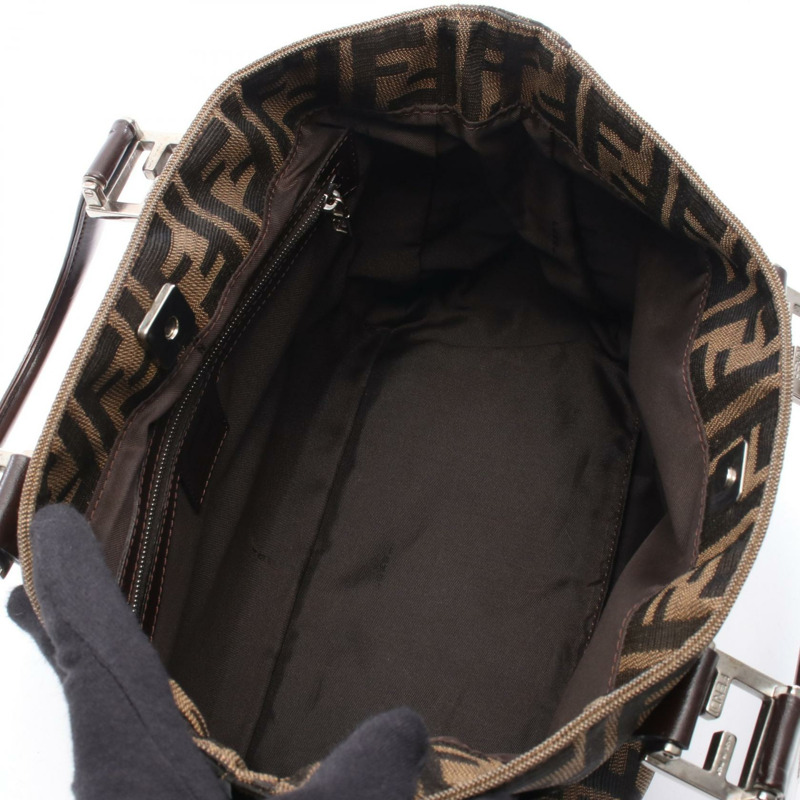 FENDI Zucca 手提包，帆布皮革材質，棕色，二手女款-2