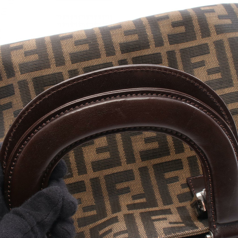 FENDI Zucca 手提包，帆布皮革材質，棕色，二手女款-5