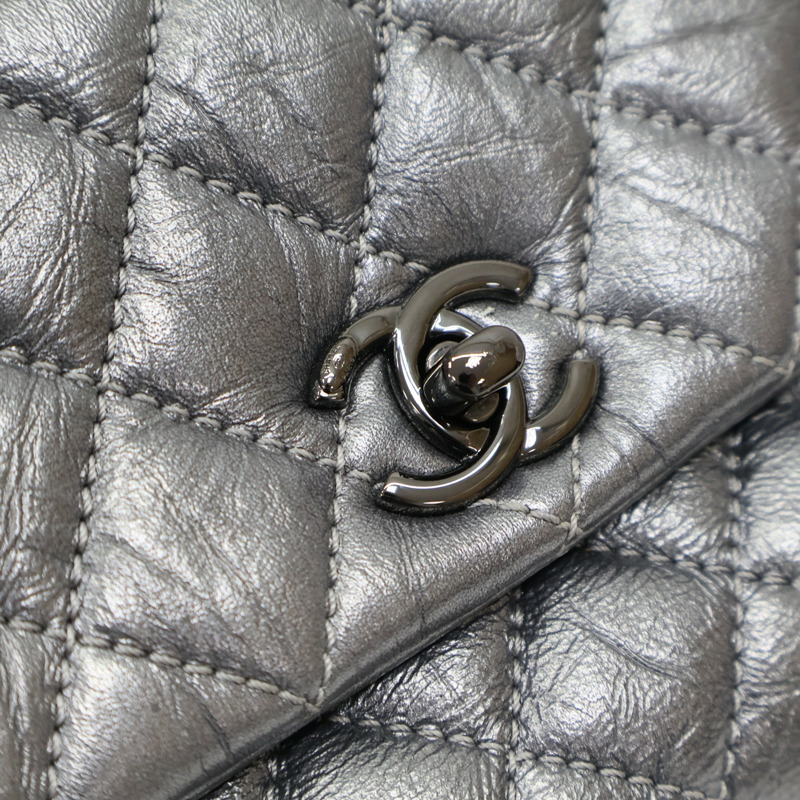 銀色 菱格紋 牛皮 Coco Handle XS 两用包 無卡【CHANEL 香奈兒】 A92990-16