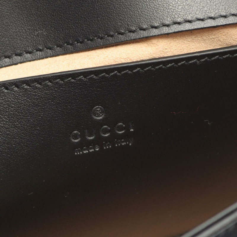 GUCCI GG Marmont 鏈條單肩手提包 446744 黑色皮革 二手 女士-3
