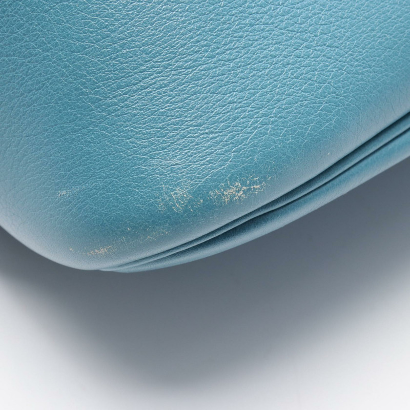 愛馬仕 Bolide 1923 30 肩背包，J Gulliver 皮革，藍色牛仔布，二手，帶五金配件-9