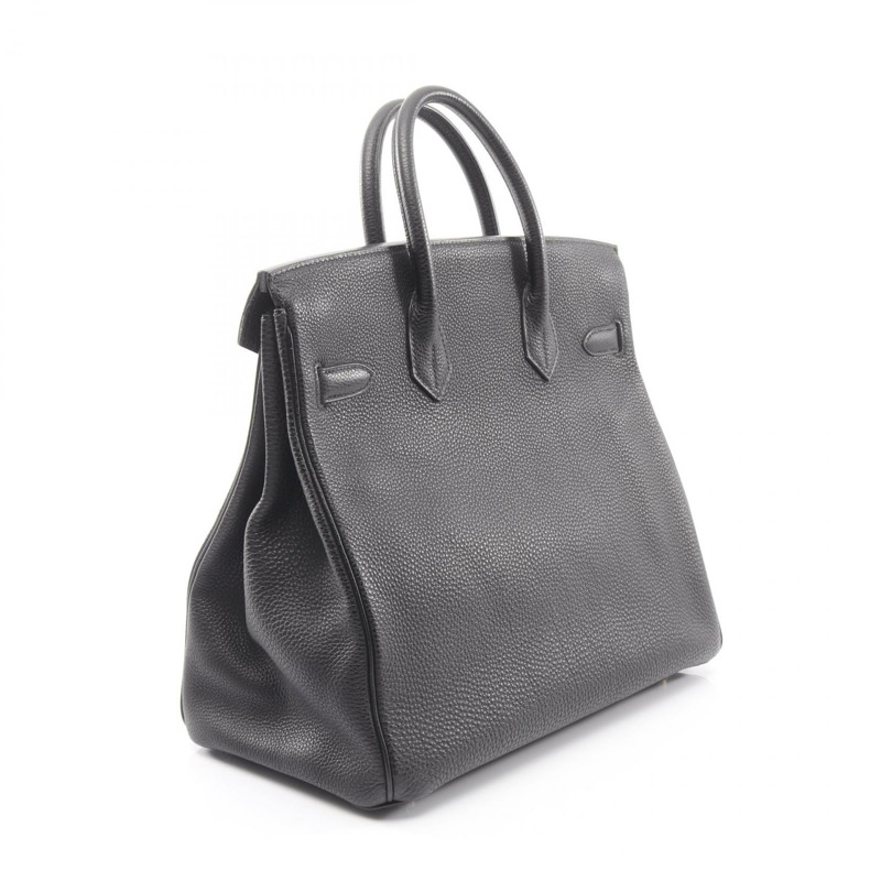 愛馬仕 Haut a Courroies 32 手提包，Togo 皮革，黑色，SHW，二手，女士 D-1