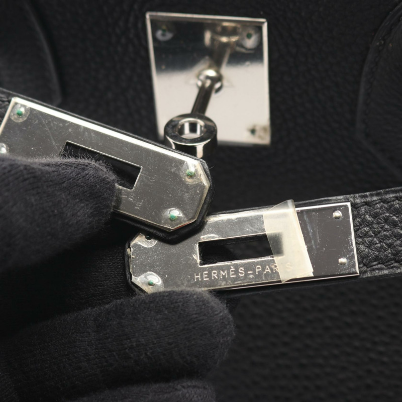 愛馬仕 Haut a Courroies 32 手提包，Togo 皮革，黑色，SHW，二手，女士 D-12