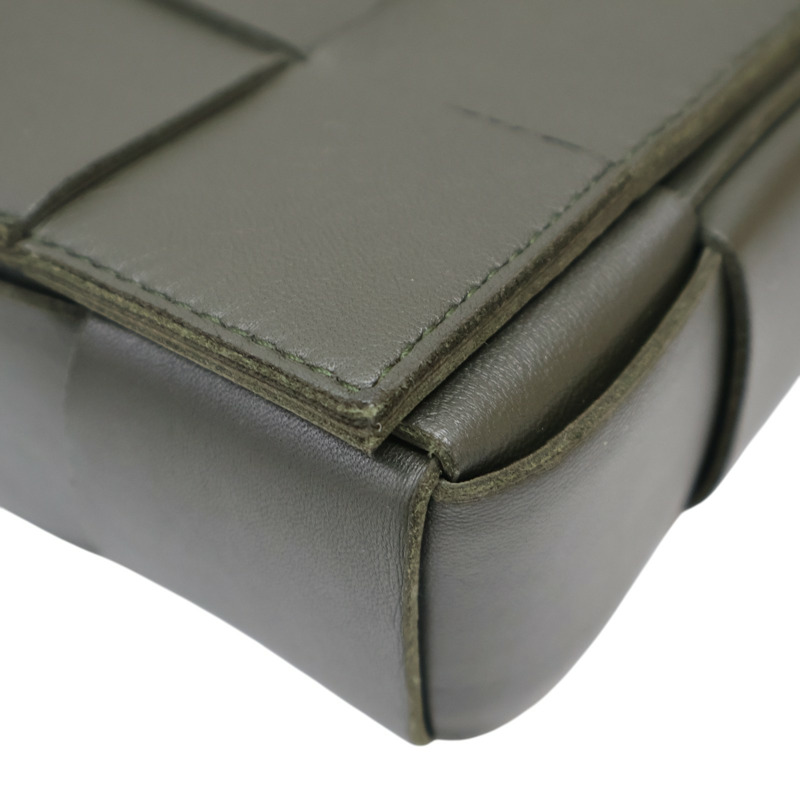 墨綠色 編織羊皮 Cassette 肩背包【BOTTEGA VENETA BV 寶緹嘉】 578004-9