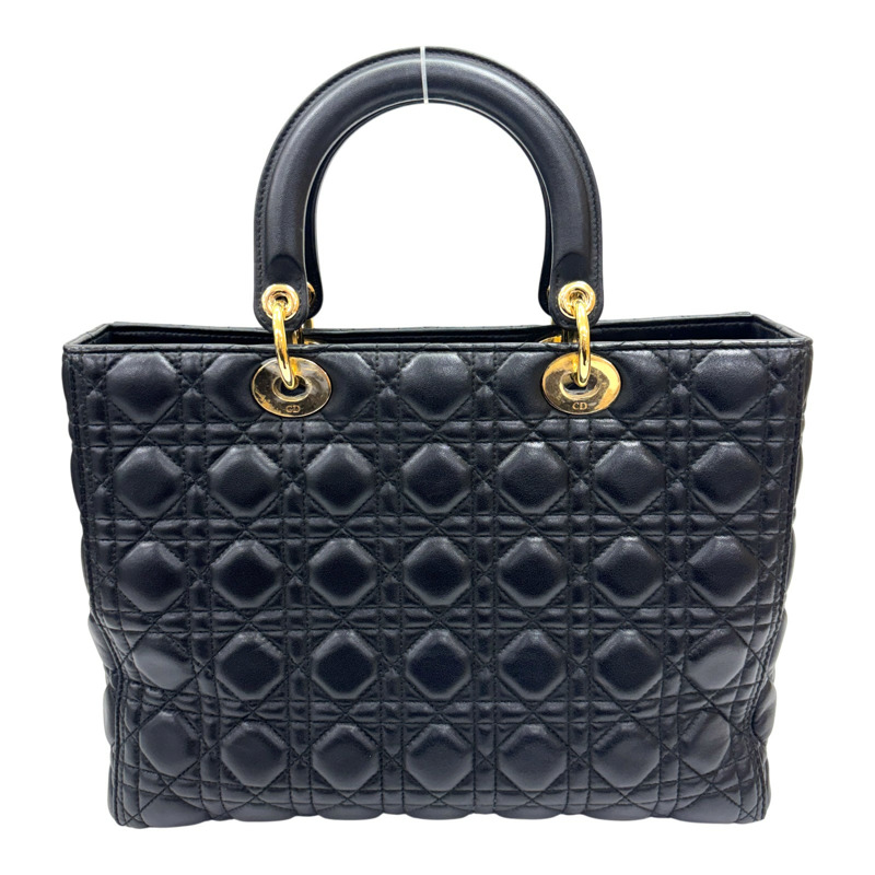 黑色 籐格紋 羊皮 Lady Dior Large 兩用包【Dior 迪奧】 M0566ONGE-2