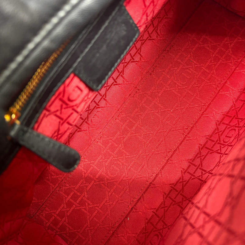 黑色 籐格紋 羊皮 Lady Dior Large 兩用包【Dior 迪奧】 M0566ONGE-4