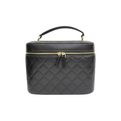 黑色 菱格紋 羊皮 Vanity Pouch 化妝包 手提包【CHANEL 香奈兒】