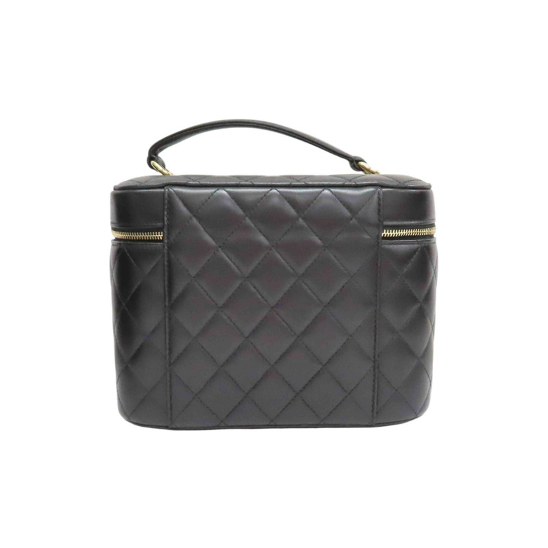 黑色 菱格紋 羊皮 Vanity Pouch 化妝包 手提包【CHANEL 香奈兒】-1