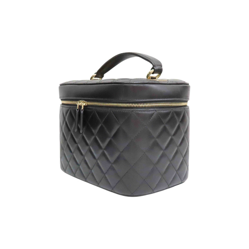 黑色 菱格紋 羊皮 Vanity Pouch 化妝包 手提包【CHANEL 香奈兒】-2