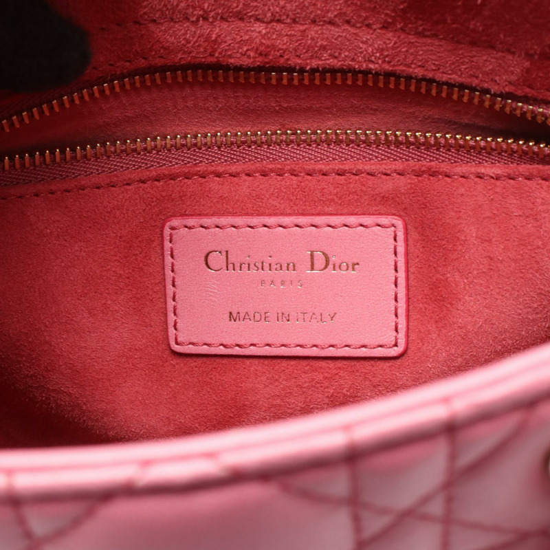 Christian Dior LADY DIOR MY ABCDIOR Lady Cannage 粉紅皮革單肩手提包-3