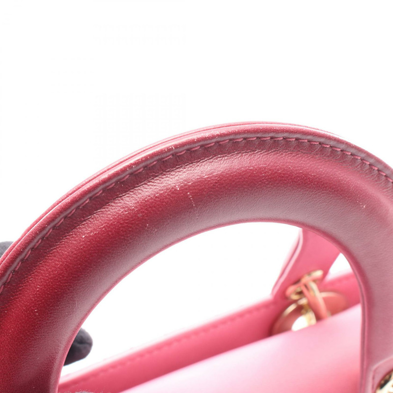 Christian Dior LADY DIOR MY ABCDIOR Lady Cannage 粉紅皮革單肩手提包-5