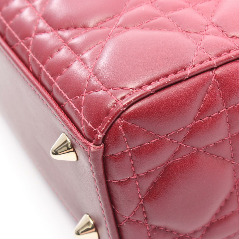 Christian Dior LADY DIOR MY ABCDIOR Lady Cannage 粉紅皮革單肩手提包-7