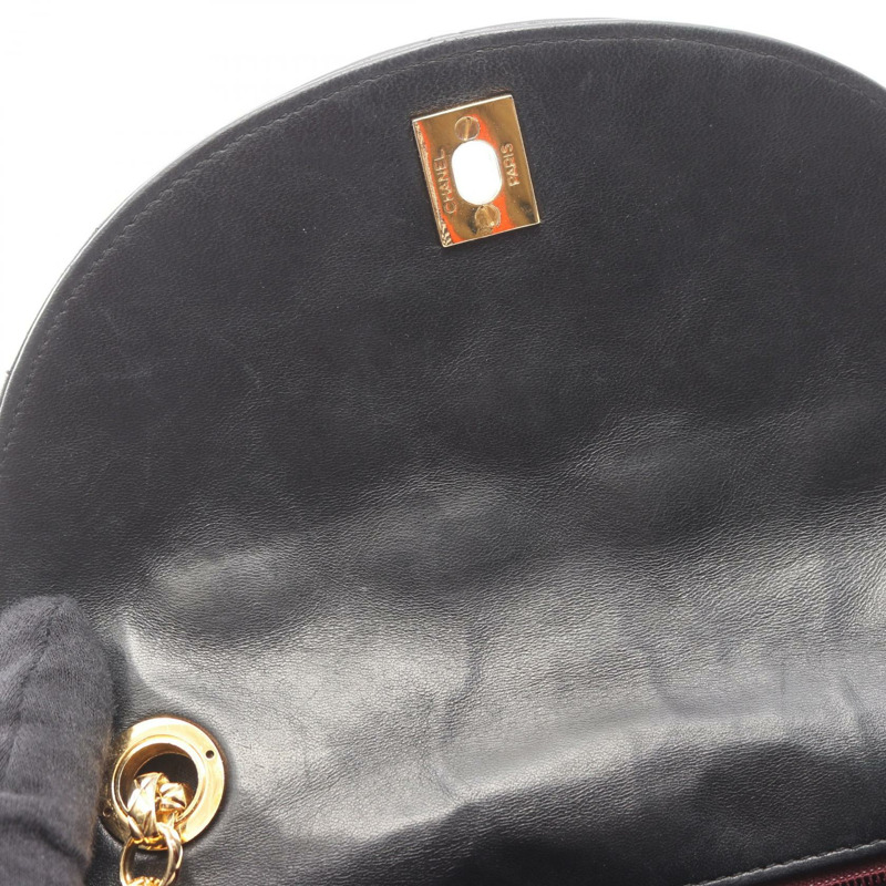 香奈兒 (CHANEL) 絎縫鏈條單肩包，羊皮材質，黑色，二手，女士款，金色五金-7